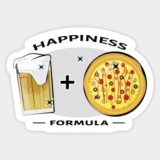 Happiness Formula - Pizza & Beer - Funny Sticker